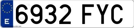 Ejemplo de matrícula de coche ordinaria 6932 FYC