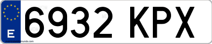 Ejemplo de matrícula de coche ordinaria 6932 KPX