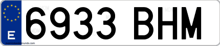 Ejemplo de matrícula de coche ordinaria 6933 BHM