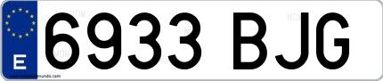Ejemplo de matrícula española 6933 BJG