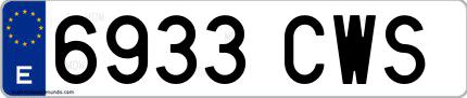 Ejemplo de matrícula española 6933 CWS
