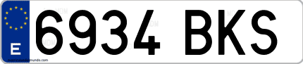 Ejemplo de matrícula de coche ordinaria 6934 BKS