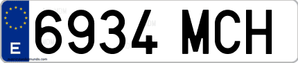 Ejemplo de matrícula de coche ordinaria 6934 MCH
