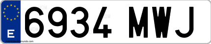 Ejemplo de matrícula de coche ordinaria 6934 MWJ