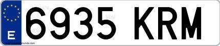 Ejemplo de matrícula española 6935 KRM