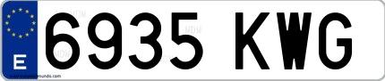 Ejemplo de matrícula española 6935 KWG