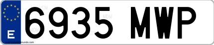 Ejemplo de matrícula española 6935 MWP
