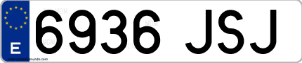 Ejemplo de matrícula de coche ordinaria 6936 JSJ