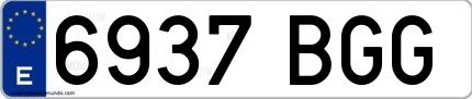 Ejemplo de matrícula de coche ordinaria 6937 BGG