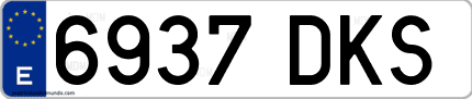 Ejemplo de matrícula de coche ordinaria 6937 DKS