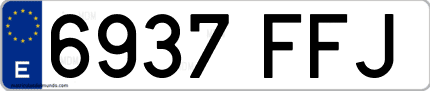 Ejemplo de matrícula de coche ordinaria 6937 FFJ