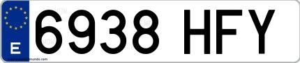 Ejemplo de matrícula española 6938 HFY