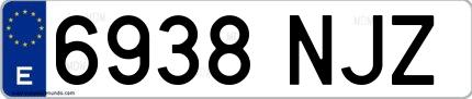 Ejemplo de matrícula española 6938 NJZ