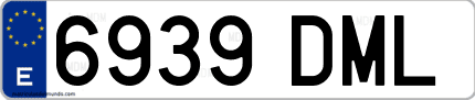 Ejemplo de matrícula de coche ordinaria 6939 DML