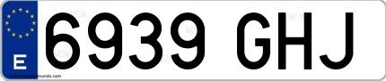 Ejemplo de matrícula española 6939 GHJ