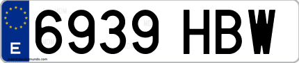 Ejemplo de matrícula de coche ordinaria 6939 HBW