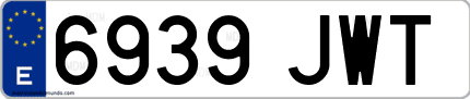 Ejemplo de matrícula de coche ordinaria 6939 JWT