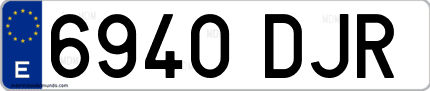 Ejemplo de matrícula de coche ordinaria 6940 DJR