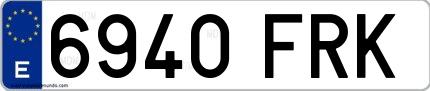 Ejemplo de matrícula española 6940 FRK