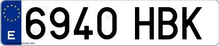 Ejemplo de matrícula española 6940 HBK