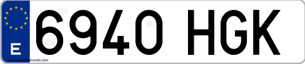 Ejemplo de matrícula de coche ordinaria 6940 HGK