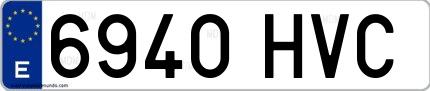 Ejemplo de matrícula española 6940 HVC