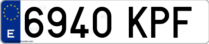 Ejemplo de matrícula de coche ordinaria 6940 KPF