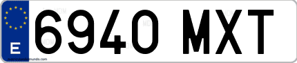 Ejemplo de matrícula de coche ordinaria 6940 MXT