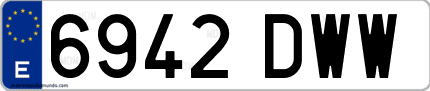 Ejemplo de matrícula de coche ordinaria 6942 DWW