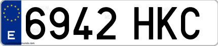 Ejemplo de matrícula de coche ordinaria 6942 HKC