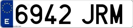 Ejemplo de matrícula española 6942 JRM