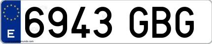 Ejemplo de matrícula española 6943 GBG