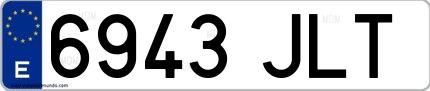 Ejemplo de matrícula española 6943 JLT