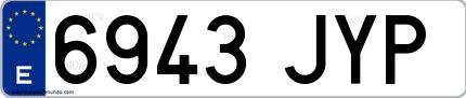 Ejemplo de matrícula española 6943 JYP