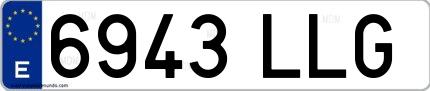 Ejemplo de matrícula española 6943 LLG