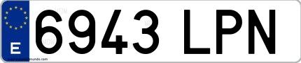 Ejemplo de matrícula española 6943 LPN