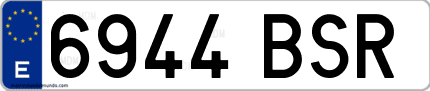 Ejemplo de matrícula de coche ordinaria 6944 BSR