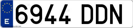 Ejemplo de matrícula de coche ordinaria 6944 DDN