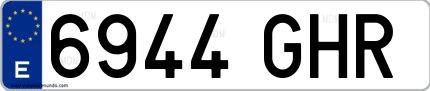 Ejemplo de matrícula de coche ordinaria 6944 GHR