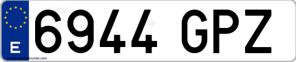 Ejemplo de matrícula de coche ordinaria 6944 GPZ