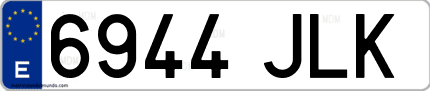 Ejemplo de matrícula de coche ordinaria 6944 JLK