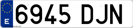 Ejemplo de matrícula de coche ordinaria 6945 DJN