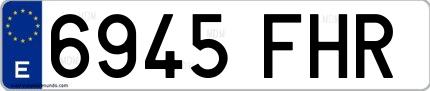 Ejemplo de matrícula de coche ordinaria 6945 FHR