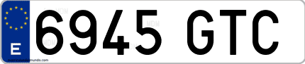 Ejemplo de matrícula de coche ordinaria 6945 GTC