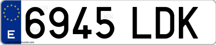 Ejemplo de matrícula de coche ordinaria 6945 LDK