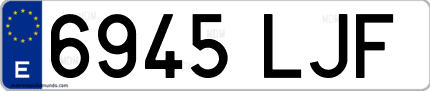 Ejemplo de matrícula de coche ordinaria 6945 LJF