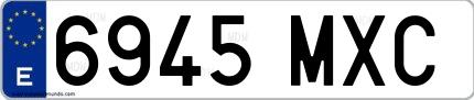Ejemplo de matrícula española 6945 MXC