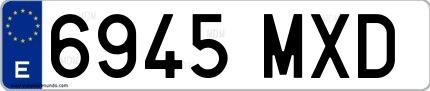 Ejemplo de matrícula española 6945 MXD