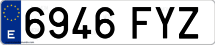 Ejemplo de matrícula de coche ordinaria 6946 FYZ