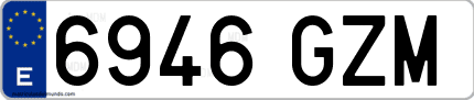 Ejemplo de matrícula de coche ordinaria 6946 GZM